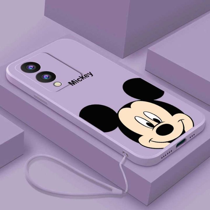 Vivo Y17s Luxury Cute Mickey Mouse Casing Matte Liquid Silicon Back TPU Soft Case Cover