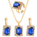 Cross-Border New Arrival Diamond Square Jewelry Suit  ins Wind Vintage Court Style Bride Necklace Earrings and Ring Set. 