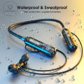 Vocoal TWS Earphone Wireless Bluetooth Earbuds Gaming Music In-Ear Headphones Step Counting Headset Neck Hanging Magnetic Earbuds Sport Waterproof Earphone LED Display Earbuds Support TF Card. 