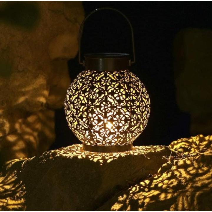 Solar Lanterns Light Outdoor Hanging Garden Lights Metal Lamp for Patio Yard Art Garden Accessories Decorations for Porch,Lawn,Courtyard-2 Pack [Energy Class A++]