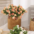 Green Home Artificial Rose Flower Aesthetic Table Centerpiece Faux Silk Flower. 