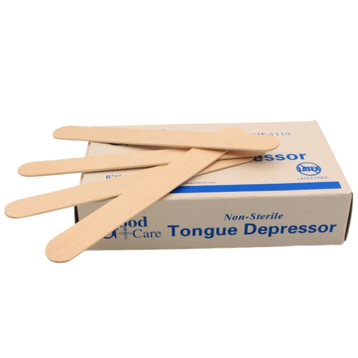 Pack of 5: Imported Non Sterile WOODEN TONGUE DEPRESSOR - JUMBO WOOD CRAFT STICKS, 6 Inch length - 100pcs each box