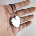 Silver Magnetic Broken Heart Necklace Locket - Heavy Metal Magnetic Heart Pendant Necklace Gift For Friends Couples. 