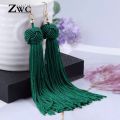 new thread Bohemian Handmade colours Weave Drop thread  Earrings. 
