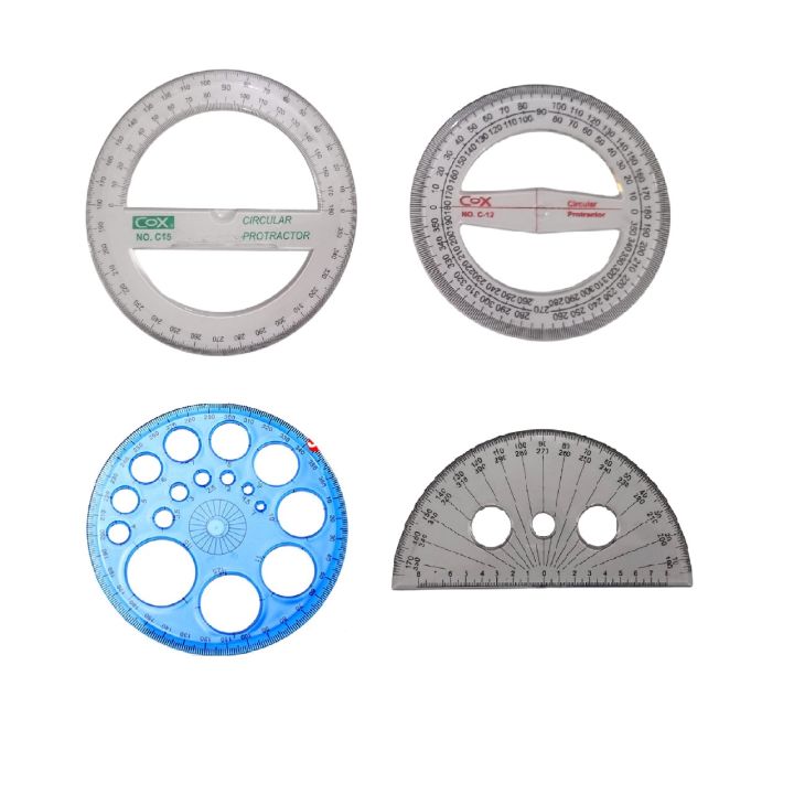 360 Degree Protractor All Round Ruler Template Circle School Drafting Supplies-Clear