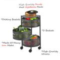 Kitchen Vegetable and fruit 3 Tier 3 layer Round Basket Rotating Rack Moveable Organizer trolley - Kitchen Storage savior by FB traders. 