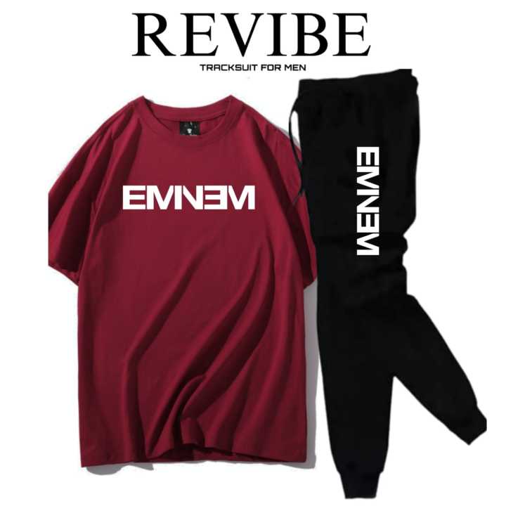 Maroon Summer Printed Tracksuit For Men & Boys - Soft & Comfortable Fabric T Shirt & Trouser Printed Tracksuit
