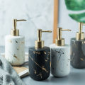 300ml/13 Oz Marble Pattern Ceramic Soap Dispenser/Cup with Golden Pump. 