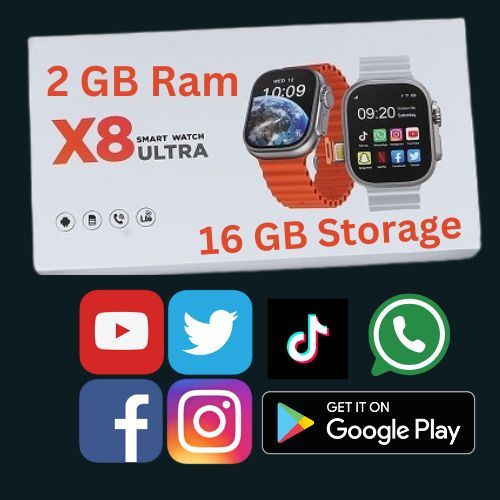 X8 Ultra 4G Smart Watch with SIM Card, Camera, 2GB RAM, 16GB