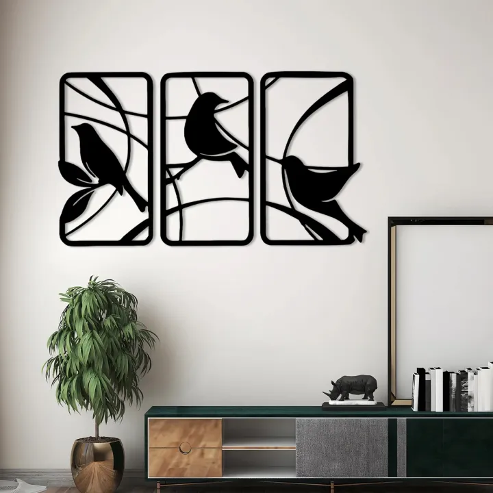 Modern 3D Bird Wall Art – Wooden Wall Panels for Living Room or ...