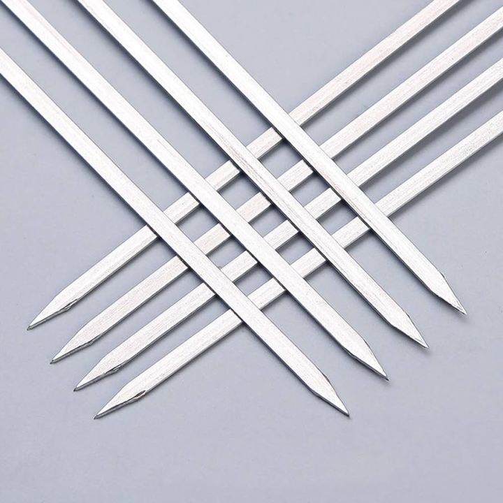 Flat Metal Sikh Tikka Boti Grilling Skewers BBQ Sticks Flat Charcoal Coal Barbecue Grill Bar B Q Grill Bar B Q Coal Grill Bar.B.Q Hand Grill  17 Inch Barbecue Skewers