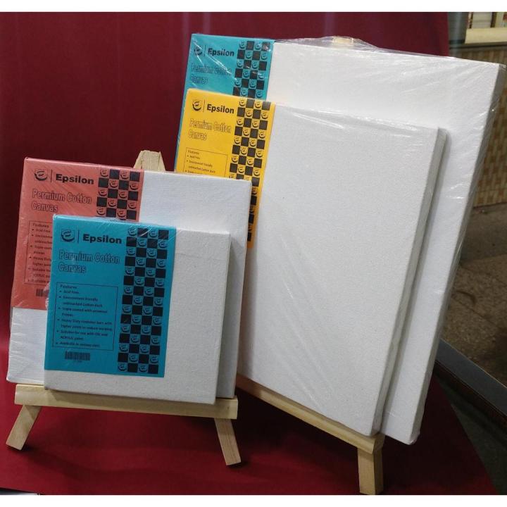 Epsilon Canvas Set of 4 With 2 Wooden Easel 12/10/8/6