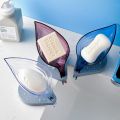 New Dish Soap Dish Leafology Decorative Drainage Soap Holder Shower with Suction Cups Anti-Collision, Plastic Self Draining Soap Saver for Bathroom, Bar Soap Tray Kitchen Sponge Holder. 