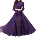 [ROYAL ROPA] Imported Crepe Stuff Purple Party Wear Long Maxi For Women/Girls RR-87. 