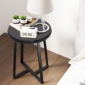 Beautiful and modern X-Style Round Small side Table with White Marble Texture for living room and Home decoration. 