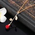 The Jewels Gallery Red Rose Necklace Beauty & the Beast Rose Necklace, Anniversary Gift For Girls. 