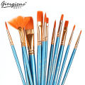 Professional 12pcs Multi Shapes Artist Paint Brush Set Watercolors Acrylic Oil Painting Supply Nylon Hair for All Purpose Artist Professional Kits. 