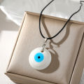 Turkish Lucky Nazar Amulet Wax Rope Necklace Men 3cm Round Oval Purple Pink Blue Acrylic Evil Eyes Pendant Necklace for Women. 