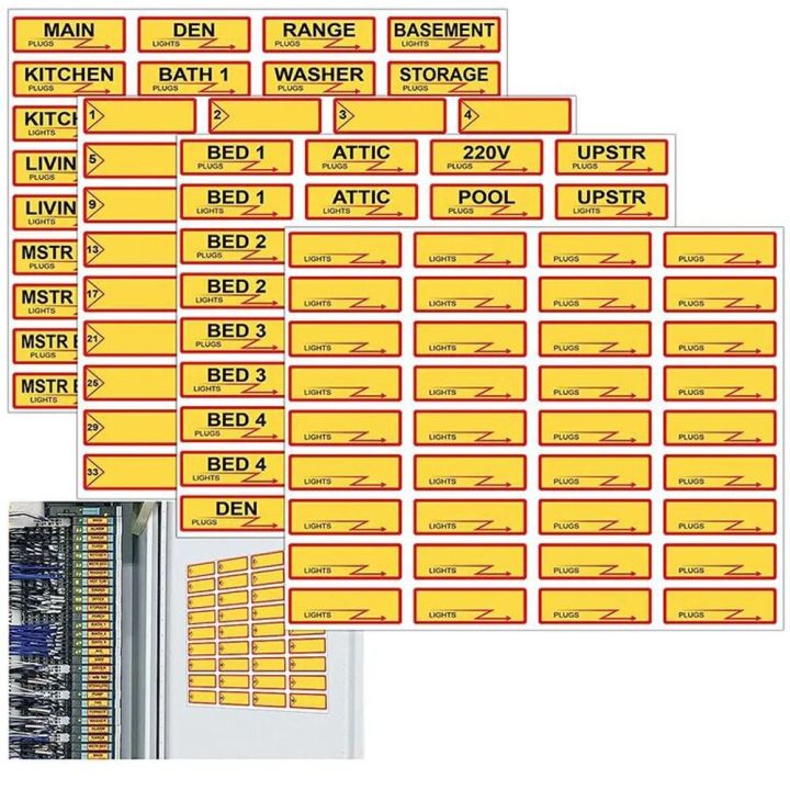 129 Pcs Solar labels Weatherproof Circuit Breaker Labels Convenient Self Adhesive Electrical Panel Labels Conspicuous Identification Yellow Fuse Box Stickers GPS