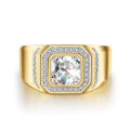 [ New ]MJZ034 Men's Artificial Diamond Ring Square Diamond Huamao Arm Inlaid Tyrant Men's Diamond Ring Trendy Men's Wide Version Big Ring. 