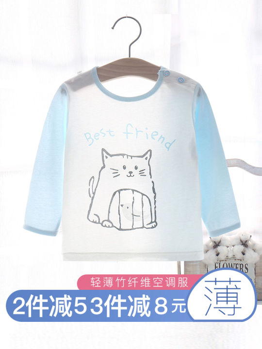 Baby%20pajamas%20baby%20summer%20ultra-thin%20cotton%20long-sleeved%20T-shirt%20top%20children's%20air-conditioning%20clothing%20boys%20and%20girls%20spring%20and%20autumn%20-%20Image%203