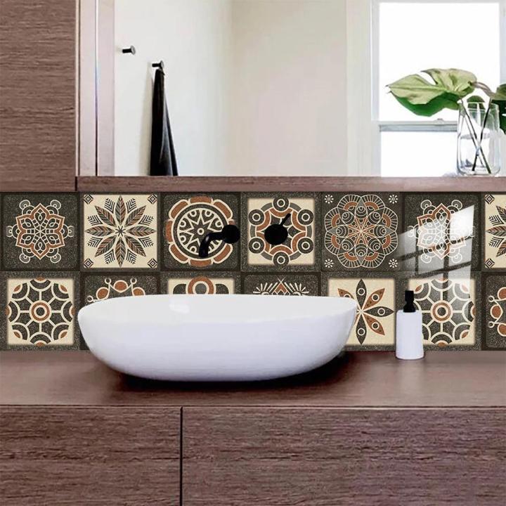 10pcs/set Moroccan Style Tiles Sticker Kitchen Backsplash Oil-proof Cupboard Washbasin Peel Stick Waterproof Art Wallpaper