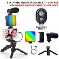 Vlogging Kit Accessories for Mobile Phone DSLR Camera Video Recording with Tripod Shoot Mic 360 LED Remote Selfie Light for Live Streaming. 