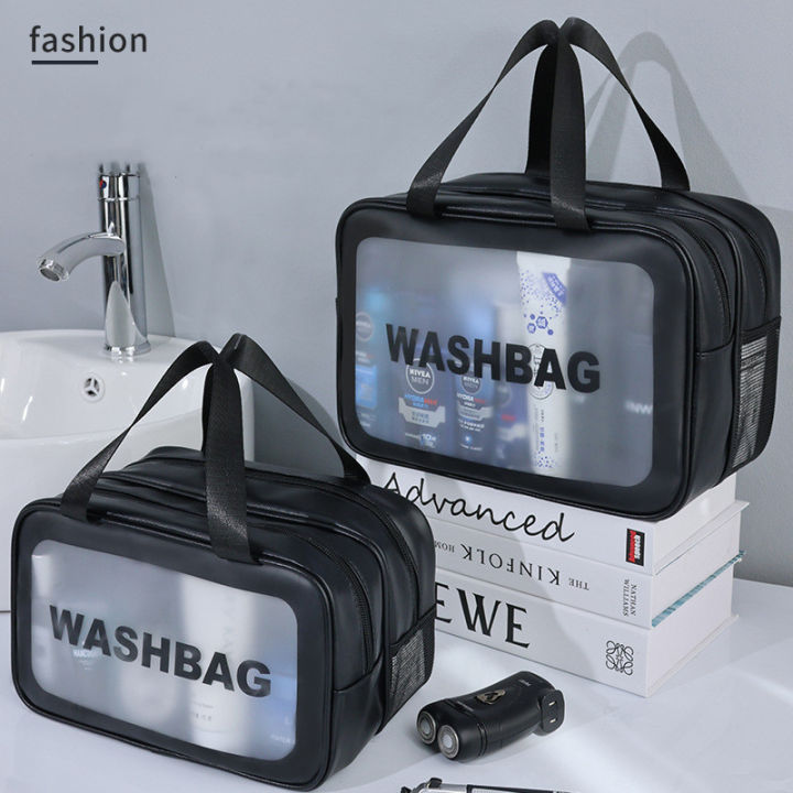 Double Transparent PU Cosmetic Bag for Travel - Wet and Dry Separation ...
