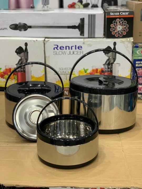FENGTIANLI Branded 3 Pieces Hotpot Set Lunch Box ,Stainless Steel Inner Bowl with Convenient Handles ( 8 Liter - 4 Liter - 2 Liter )