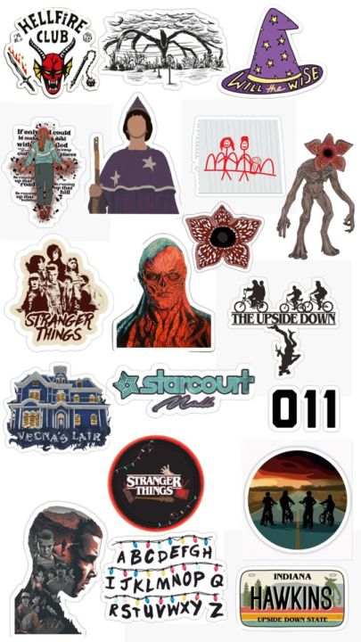 Stranger Things Stickers Pack - 19pcs Stickers for Laptop, Phone, Water Bottle - Demogorgon, Hellfire Club, Upside Down Design Dairies For Girls and Boys Vibes