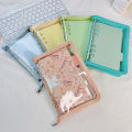 A5/A6 Diary Binder Flower Zipper Detachable Macaron Color Refreshing Waterproof 6 Rings School Stationery Clear Loose Leaf Notebook Cover for Student. 