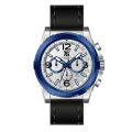 T5 Black Leather Strap White Dial Chronograph Watch for Men- H3513G-D. 