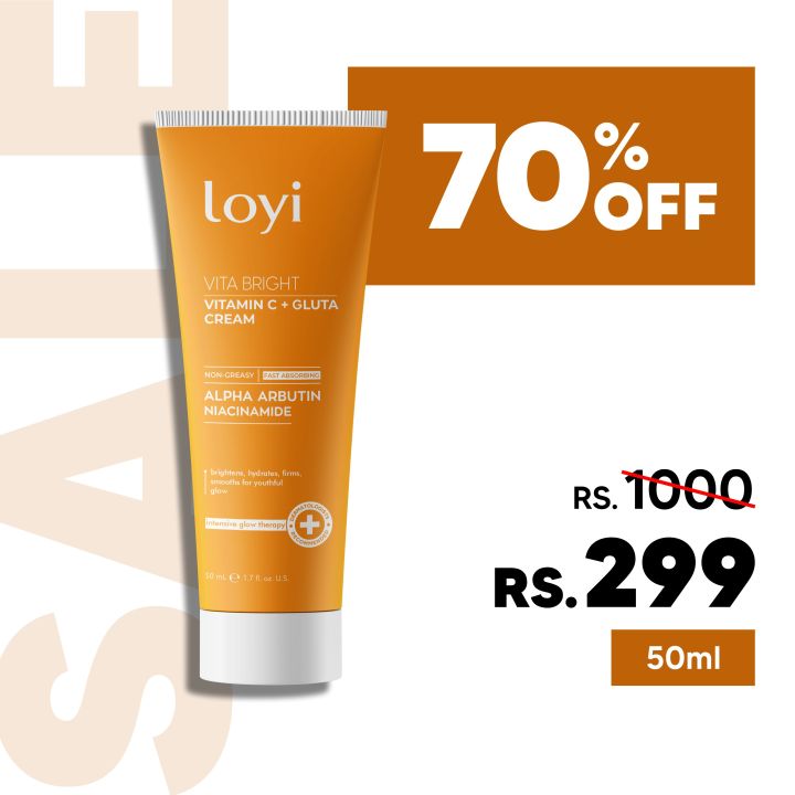 Loyi Vitamin C & Gluta Glow Cream 55gm | Skin Brightening, Dark Spot Removal, Even Tone | Daily Radiance Face Cream