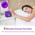 Digital Alarm Clock with Snooze LED Night Light for Bedroom,Small Desk Bedside Travel Clocks Display Time Date,Purple. 