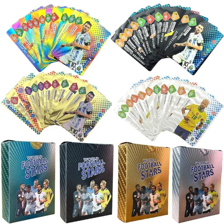 Football FIFA All-Star Collection Cards Colourful Gold Silver Black Football Star Ronaldo Messi Mbappe English Trading Cards