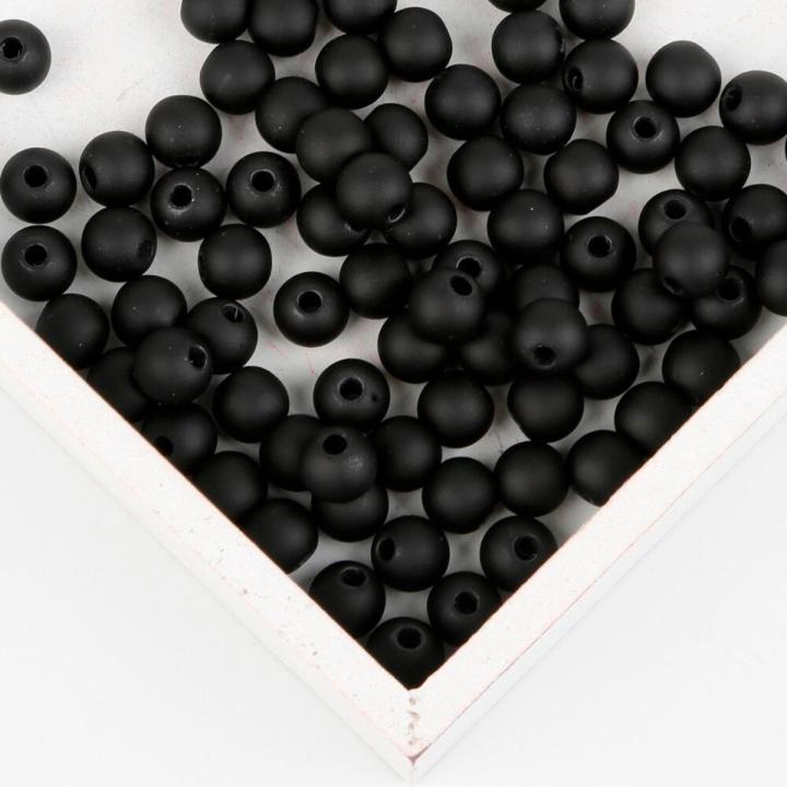 6-16mm Matte Black Acrylic Pearl Round Beads Imitation Pearl Beads for Jewelry Making