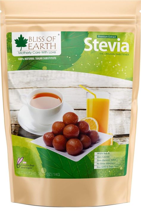 Bliss of Earth Stevia Powder Sugar Free Keto Sweetener Zero Calorie for Cake Bake, Tea, Smoothie, 0.5kg