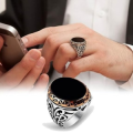 Elegant Oval Black Aqeeq Stone Silver Ring: Timeless Beauty For men Ring Timeless Beauty For men, for husband, for boyfriend, for brother, for Father, for boys. 