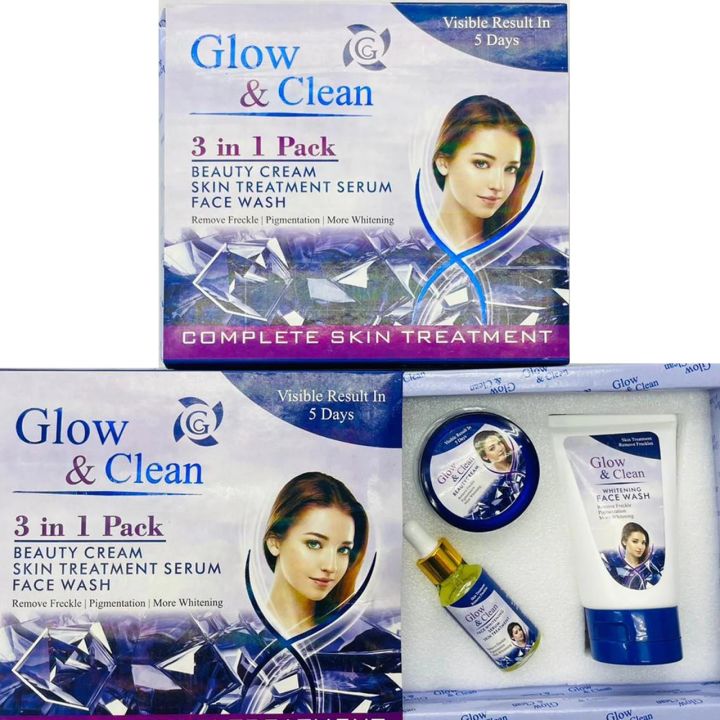 Glow Clean Beauty Cream Set Serum And Face Wash 3in1