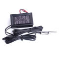 Dual Red LED Digital Display Thermometer Waterproof Temperature Sensor 0.56 Inch. 