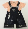 Stylish Denim Rompers/Dangri Dress Set With Shirt for Baby Girls. 