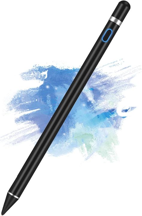Active Stylus Pen for Android, iOS, iPad/iPad 2/New iPad 3/iPad4/iPad Pro/iPad Mini/iPad Mini 2/3/4 and Most Tablets, Rechargeable Digital Stylus Pen Fine Tip 1.5mm (Black)
