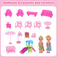 Cottage Girl DIY Assembled Game 201 Pieces 3-Storey 8 Rooms Huge Big Doll House Villa Children's Family DIY Accessories Assembly Dream Castle Toy Girl Gift - Sieze Approx. 20 Inchs. 