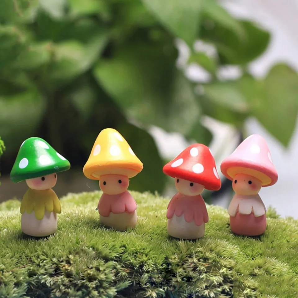 Top Collection Miniatur-Figur Sitzender Frosch Auf Pilzen – Für Feengarten & Terrarium, 14x12 Cm, Handbemalt