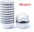 Aluminum Foil Baking Case, Set of 180, Disposable Muffin Cupcake Cups, Mini Baking Cups, Small Muffin Mould, Gold Mini Cupcake Liners & Silver Baking Cups. 