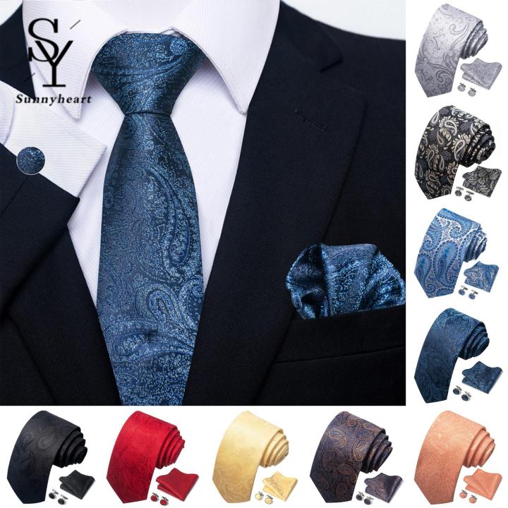 Sunnyheart ple Elegant Tie Kerchief Set Stylish 3-piece Men's Tie Pocket Scarf Cufflinks Set Perfect for Weddings Work Parties Vibrant Colors Suit Accessories Tie Kerchief Cufflinks Set