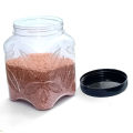 BLACK CAP LEAF DESIGN - 90 Mm Wide Mouth Storage Jar 1 kg - FOOD GRADE Pet Plastic - PACK OF 12 PCS. 