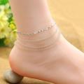 Women's 4 Layers Rhinestone Beads Sandal Beach Anklet Ankle Chain Foot Jewelry. 