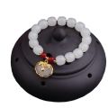 Douyin longevity lock safe lock bracelet white jade beaded female niche design Chinese style literature retro bracelet. 