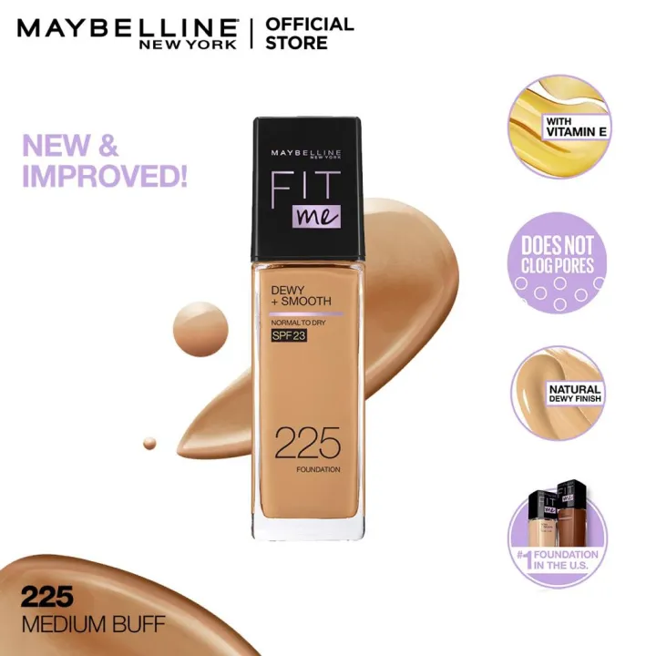 Maybelline%20New%20York%20-%20NY%20Fit%20Me%20Dewy%20+%20Smooth%20Liquid%20Foundation%20SPF%2023%20225%20Medium%20Buff%2030ml%20For%20Normal%20to%20Dry%20Skin%20-%20Image%204